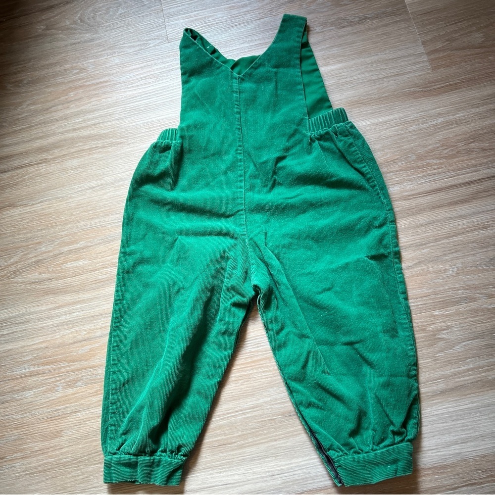 Robert Jackson Kids Green Corduroy Christmas Overalls 3T EUC holiday vintage - Picture 2 of 5